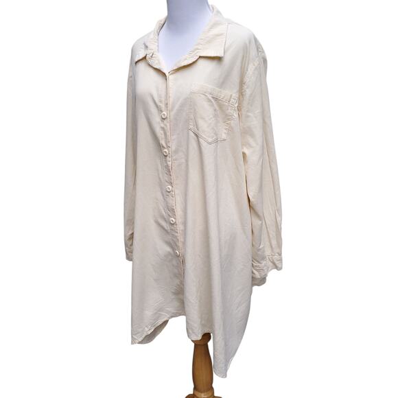 FLAX Jeanne Engelhart Pale Light Yellow Corduroy Button Down Long Tunic Top Sz M - Picture 8 of 15